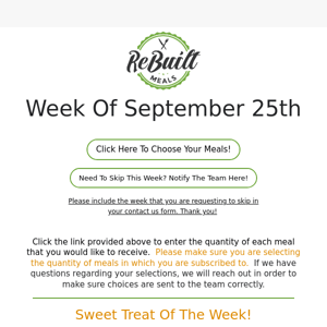 ReBuilt Meals Menu - Week of September 25th