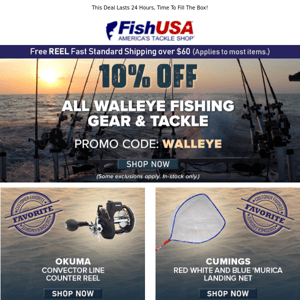 Save 10% On All Walleye Fishing Gear And Tackle! Today Only!