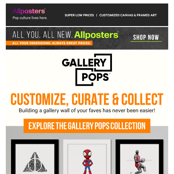 Explore a world of rearrangeable wall art with the Gallery Pops Collection!