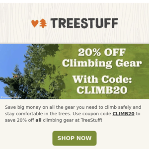 Save 20% on Everything Climbing