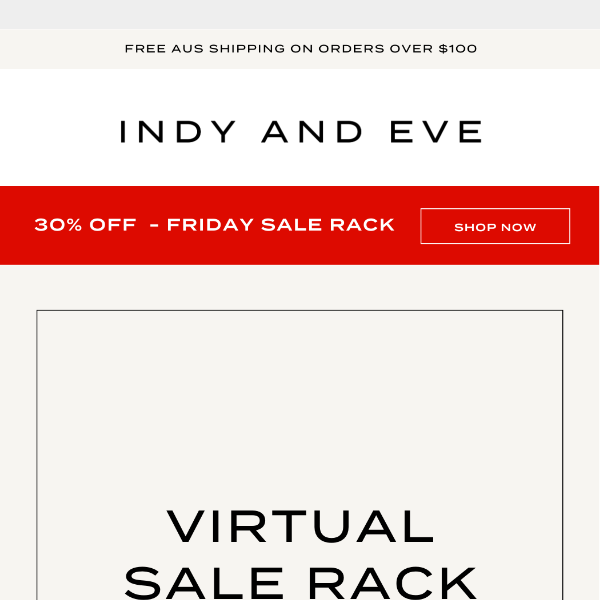 Friday Virtual Sale Rack: 30% OFF! 🔥