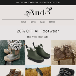 20% OFF ALL FOOTWEAR