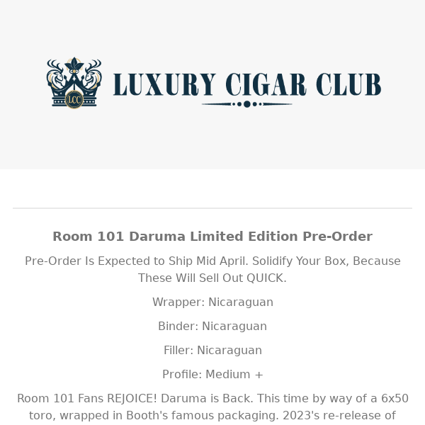 Room 101 DARUMA, Get Yours NOW! - Luxury Cigar Club