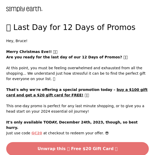 Merry Christmas Eve! Celebrate with our final promo of the year