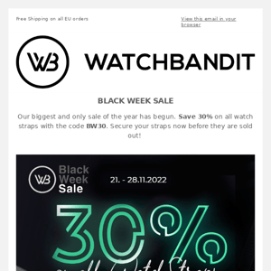 BLACK WEEK SALE 💣 30% Discount On All Watch Straps!