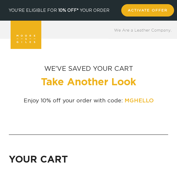 You left something in your cart…get 10% when you check out