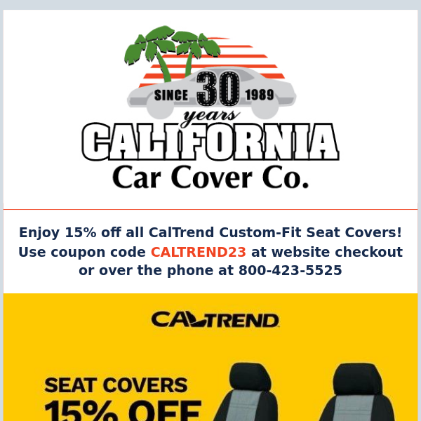 Enjoy 15% Off CalTrend Custom Vehicle Seat Covers