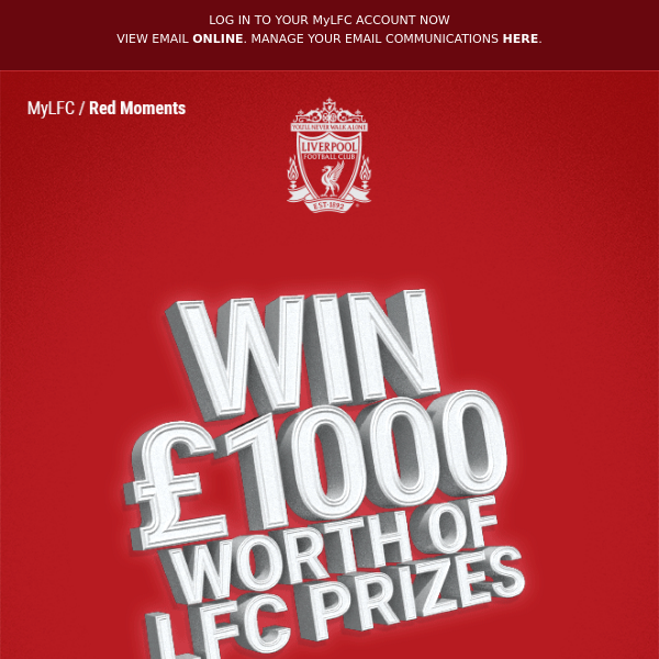 Win over £1000 worth of LFC prizes