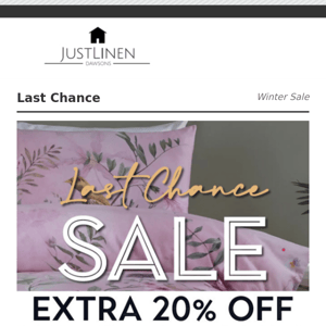 Last Chance For An Extra 20% Off
