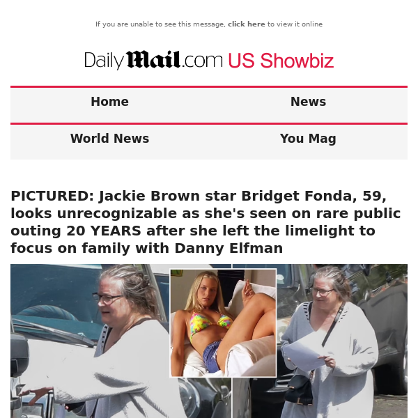 Hollywood star Bridget Fonda unrecognisable 20 years after
