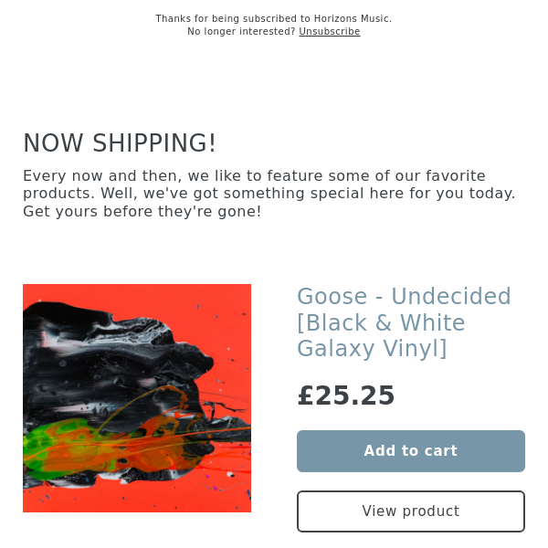 NOW SHIPPING! Goose - Undecided [Black & White Galaxy Vinyl]