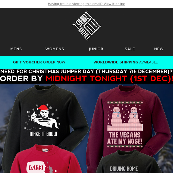 Christmas Jumper Day Deadline - Midnight Tonight!