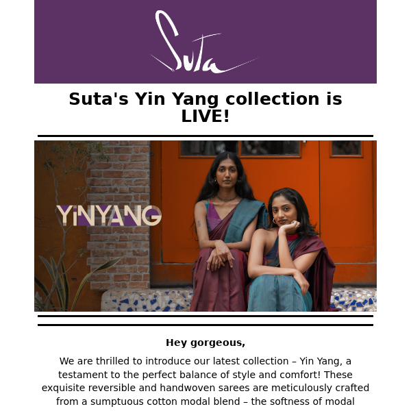 Unveiling Yin Yang: Suta's remarkably luxurious reversible sarees