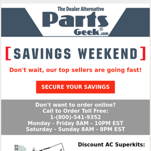 (LOWEST PRICED PARTS) Save on Top Sellers!