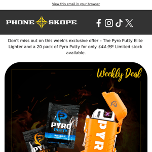 🔥 Weekly Deal Alert: Elite Lighter + Pyro Putty 20 Pack