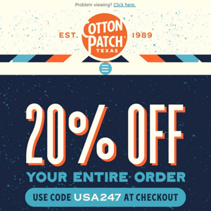 20% Off Your Entire Order Today