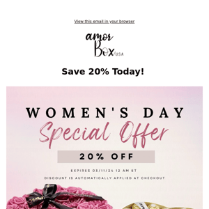 Women's Day Flash Sale Limited Time Offer: 20% OFF 💕