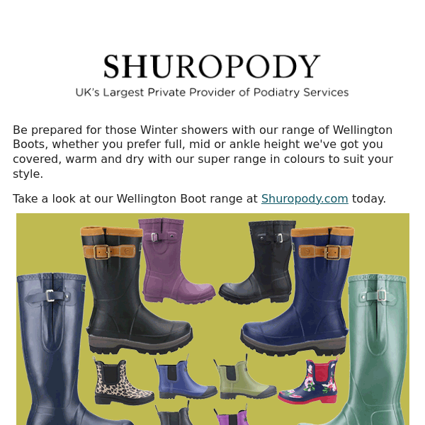 Be Winter ready with our Wellington Boot range