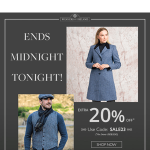 Don't miss out! January Sale + Extra 20% Off Code Ends At Midnight