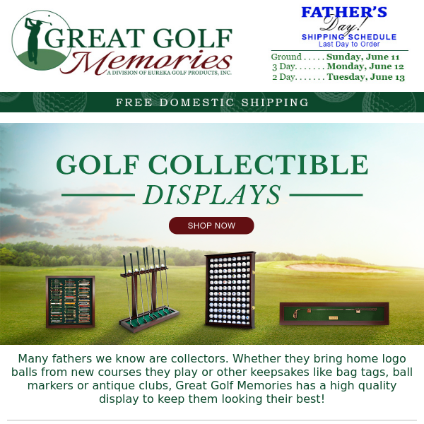 Collectible Golf Displays Make Great Father's Day Memories