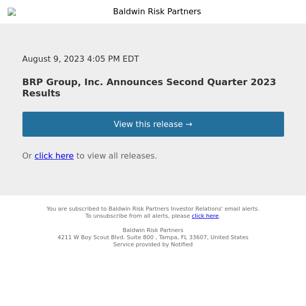 BRP Group, Inc. Announces Second Quarter 2023 Results