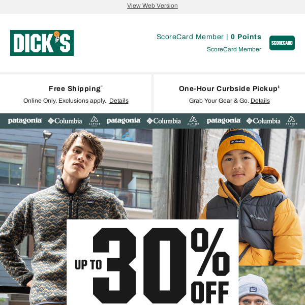 You'll love this! Up to 30% off select Patagonia, Columbia, Alpine Design &  more - Dick's Sporting Goods