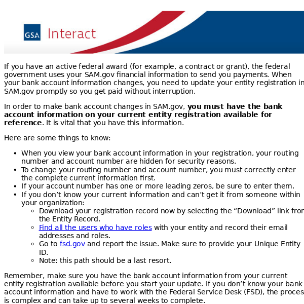 Keeping Your SAM.gov Registration Current: Financial Information