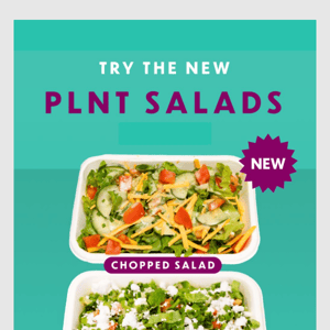 Enjoy our new PLNT Salads for $5