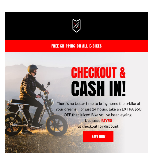 Maybe this will help - $50 off any e-bike 🚲 - Juiced Bikes