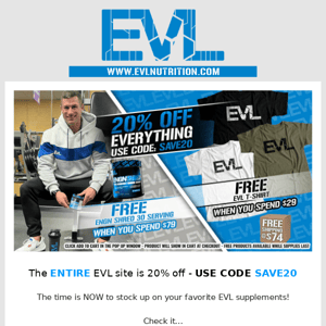 20% OFF EVERYTHING ⚡ FREE ENGN Shred @ $79!