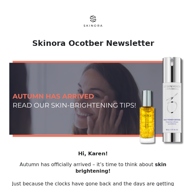 Autumn skin brightening tips for Skinora 