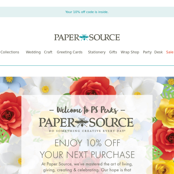 Welcome To Paper Source! Here's 10% Off.
