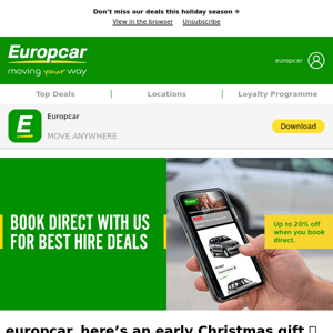 Europcar, up to 20% off only on our website 🔛