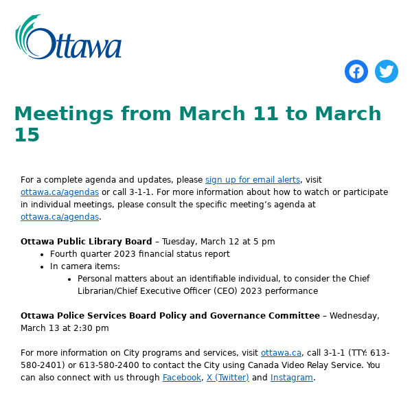 Meetings from March 11 to March 15