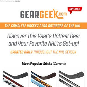 GearGeek: NHL Hockey Equipment Stats Database