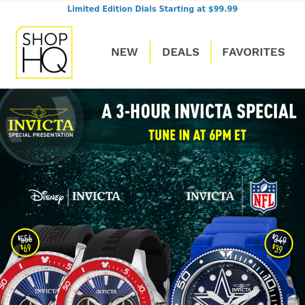 BIG SAVINGS on Invicta’s Top Collaborations – Tune in at 6pm ET