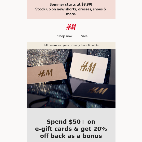 Get up to $25 back on e-gift cards! - H&M