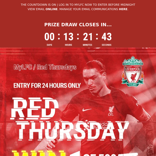 500 opportunities to win with this week’s Red Thursday