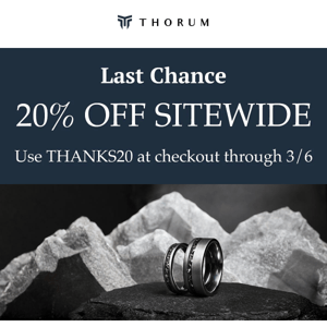 Last Chance for 20% Off