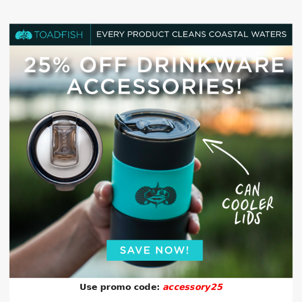 25% OFF Drinkware Accessories!