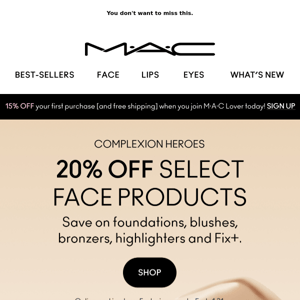 20% OFF face products ends tonight!