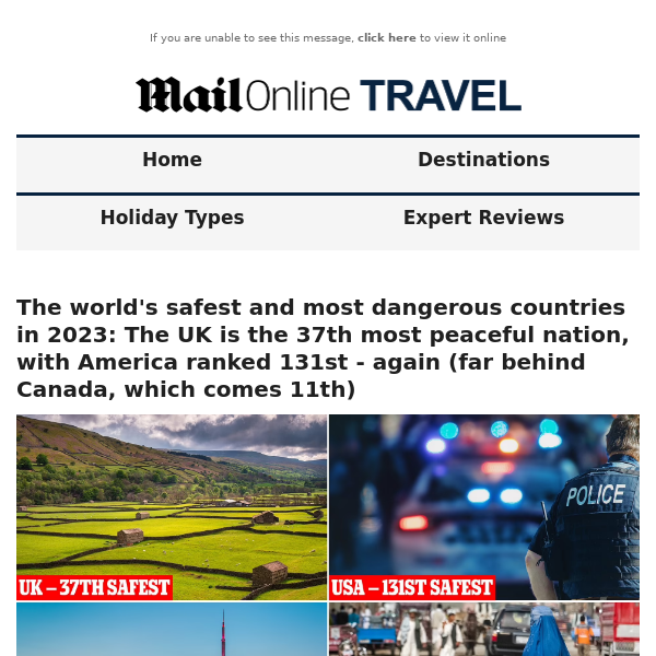 The world's safest and most dangerous countries in 2023: The UK is the 37th most peaceful nation, with America ranked 131st - again (far behind Canada, which comes 11th)