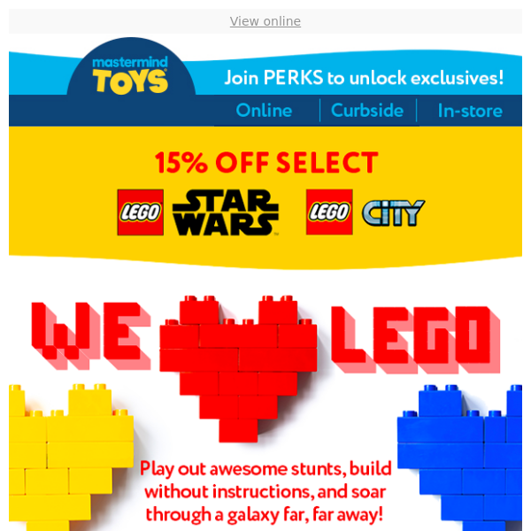 15% off LEGO® ❤️