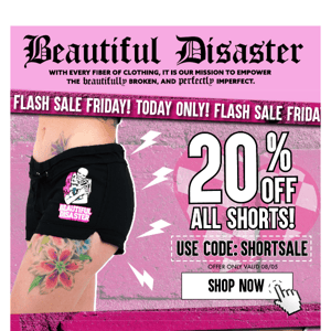 ⚡ Flash Sale Friday: Take 20% Off All Shorts ⚡️