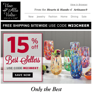 Starts Now: 15% Off Best Sellers!