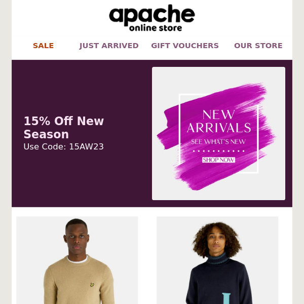 Apache Your 15% Off Code Is Inside...