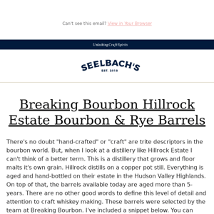 Hillrock Estate Single Barrels Selected by Breaking Bourbon