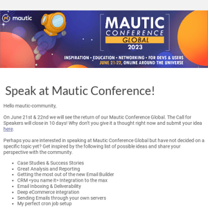 Speak at Mautic Conference Global 2023!