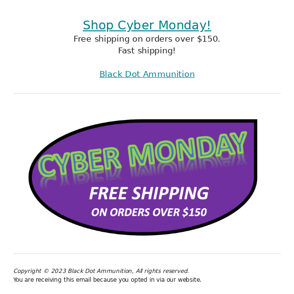 SHOP CYBER MONDAY. FAST, FREE SHIPPING.📦