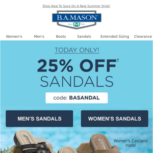 Today Only: Save 25% On Sandals!